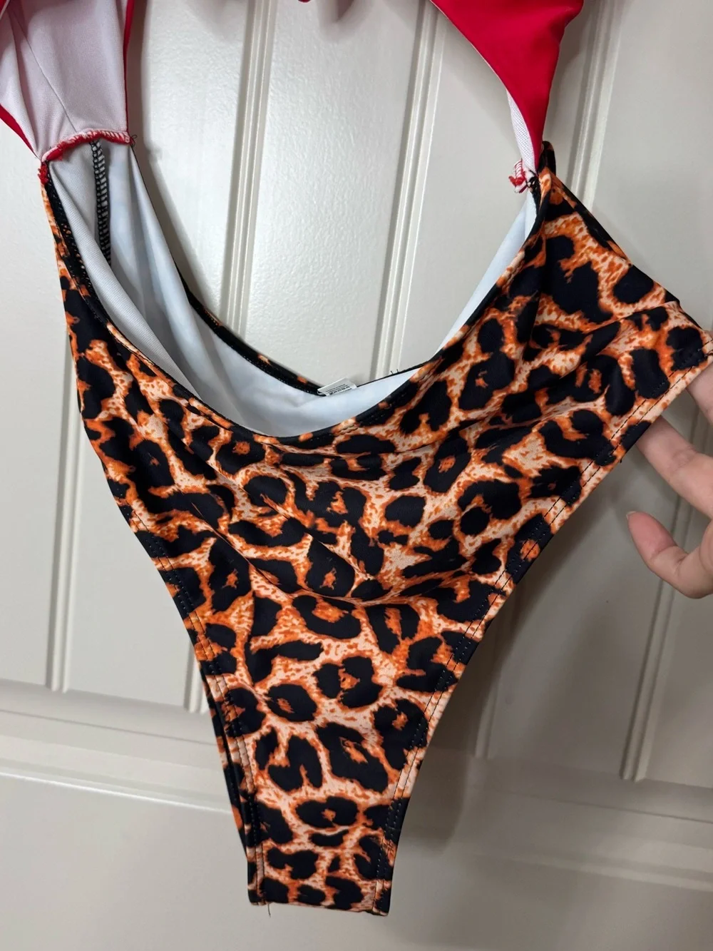 NEW ICON SWIM 🔥 Red & Leopard Cutout One-Piece Swimsuit (Women’s Large)